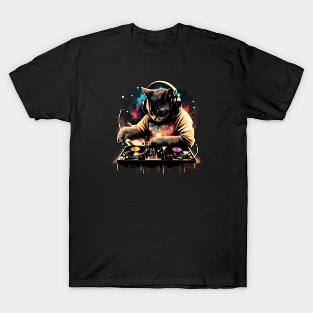 Cat DJ - Space Galaxy - DJ Cat - Deadmau5 - Deadmouse T-Shirt by Barn Shirt USA